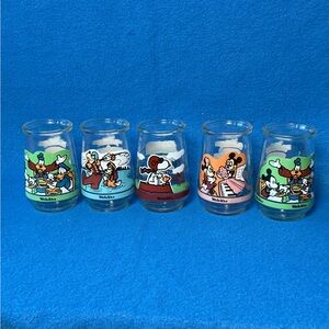 Welch's Disney Jelly Jar Glasses Collectibles Movie Scenes Vintage 90's Lot of 5